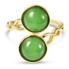 Grüne Jade Bypass Ring 925 Silber Gelbgold-Überzug image number 0