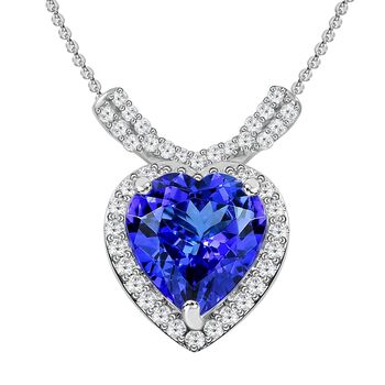 CHAIRMAN VAULT COLLECTION - AAAA Tansanit, wei&szlig;er Diamant VS-EF Anh&auml;nger mit Kette (10-15 Tagen Lieferzeit), 950 Platin, ca. 2,28 ct