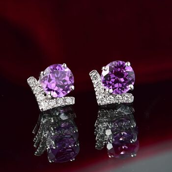 AAA Lab Grown Farbwechsel-Saphir, Lab Grown Diamant Ohrringe 417 Gold ca. 4.20 ct