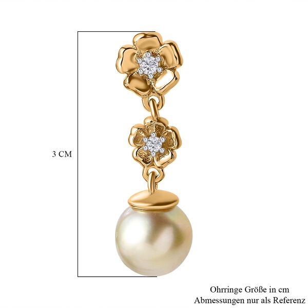 AA goldene Südseeperle und Zirkon Ohrringe image number 5