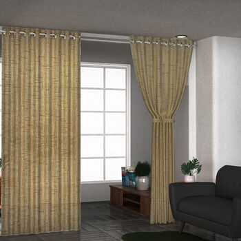 2er Set: Paar Vorh&auml;nge in Leinenoptik mit &Ouml;sen, Hellbraun