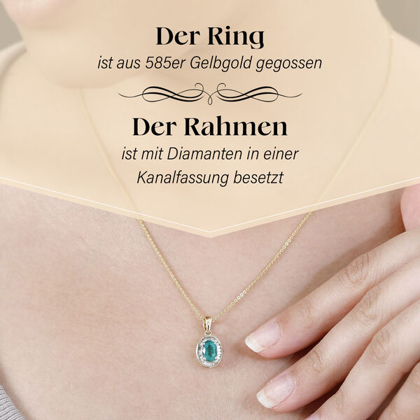 AAAA Kagem sambischer Smaragd, Weißer Diamant Anhänger in 585 Gold - 0,89 ct. image number 3