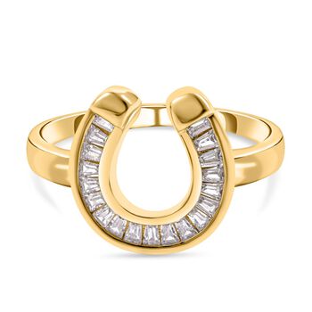 Lustro Stella - Wei&szlig;er Zirkonia Ring, 925 Silber vergoldet (Gr&ouml;&szlig;e 18.00) ca. 0,72 ct