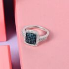Weißer und blauer Diamant-Halo-Ring, 925 Silber platiniert, 0,75 ct. image number 1