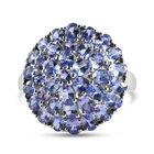 Tansanit-Ring, 925 Silber platiniert (Größe 20.00) ca. 6.18 ct