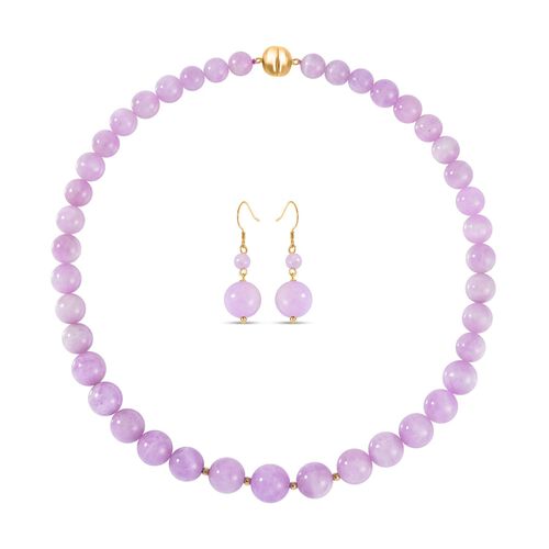 2er-Set- Kunzit Perlen 50cm Halskette und Ohrringe- 531,35 ct. image number 0