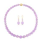 2er Set - Kunzit Halskette und Ohrringe Schmuckset, 925 Silber vergoldet ca. 531.35 ct