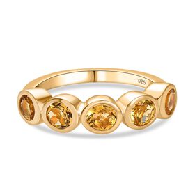 AA Premium Brasilianischer Heliodor Ring, 925 Silber, 750 Gelbgold Vermeil (Größe 18.00), ca. 1.20 ct