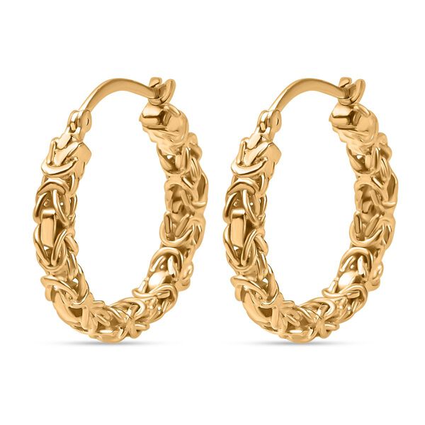 Creolen im byzantinischen Ketten-Design, 925 Silber 750 Gelbgold Vermeil image number 6