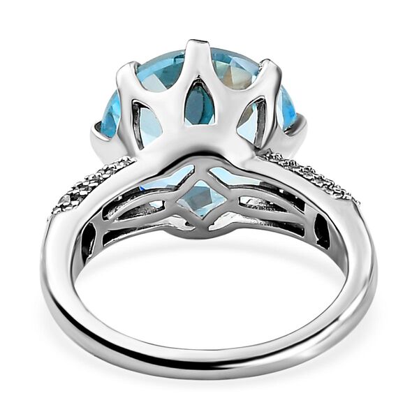 Himmelblauer Topas und wei&szlig;er Zirkon Ring, 925 Silber platiniert (Gr&ouml;&szlig;e 21.00) ca. 7.95 ct image number 6