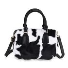Crossbody Bag in Kuhfell-Optik, Schwarz-Weiß, 26x17x13cm