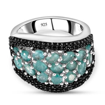 Grandidierit und schwarzer Spinell-Ring, 925 Silber platiniert (Gr&ouml;&szlig;e 17.00) ca. 3.54 ct