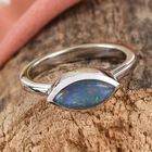 Boulder Opal Triplett Solitär Ring 925 Silber Platin-Überzug image number 1