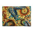 SUKRITI - handbemalte Bi-Fold Geldbörse aus echtem Leder mit RFID Schutz, Schmetterling, 14x9,52 cm, Türkis