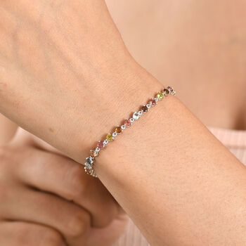 D'Joy AA Mehrfarbig-Turmalin Armband ca. 19 cm 925 Silber Rhodiniert ca. 4,18 ct.