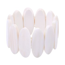 Weiße Muschelkernperle Armband Flexibel