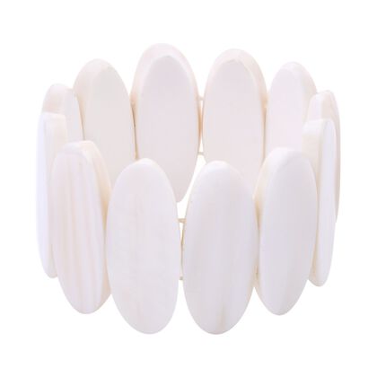 Wei&szlig;e Muschelkernperle Armband Flexibel