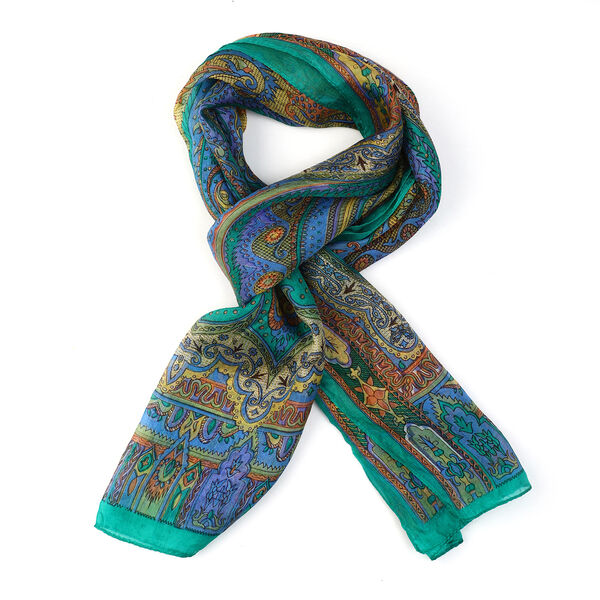 100% Natur Seide, Designer Schal, 50x160 cm, Hellgr&uuml;n image number 4