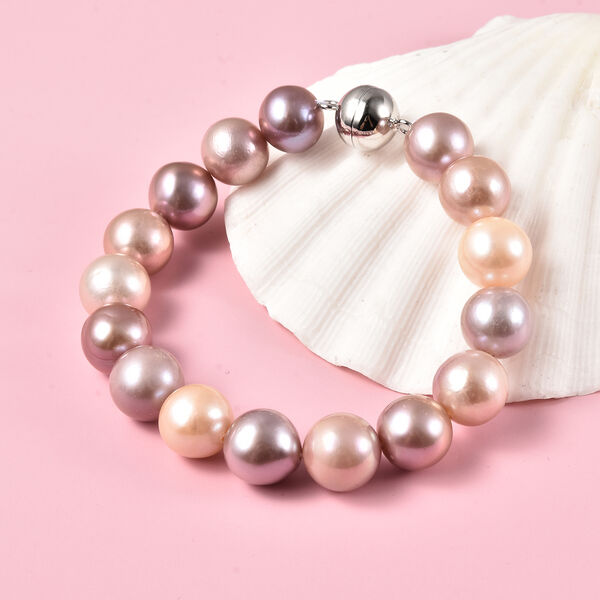 Mehrfarbiges Edison Perle Armband ca. 18 cm lange mit Magnetschloss 925 Silber rhodiniert image number 2