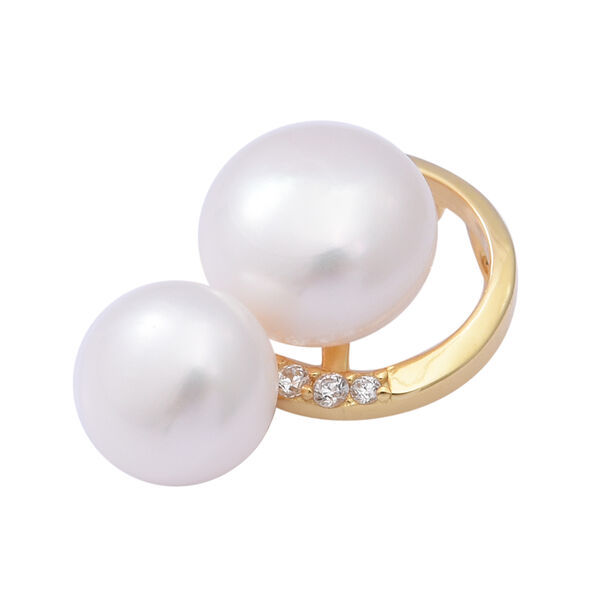 Wei&szlig;e S&uuml;&szlig;wasser Perle und Simulierter Diamant Anh&auml;nger 925 Silber vergoldet ca. 9,19 ct image number 3