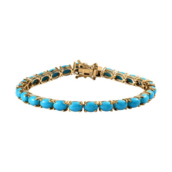 Amerikanisches nat&uuml;rliches Sleeping Beauty T&uuml;rkis Armband, ca. 19 cm 925 Silber vergoldet ca. 17.55 ct