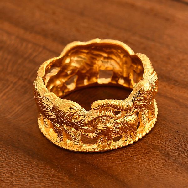 Royal Bali Kollektion - Ring mit Elefantenfamilien-Design, 925 Silber Gelbgold Vermeil image number 1