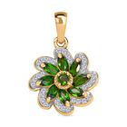 Natürlicher Chromdiopsid Anhänger 925 Silber vergoldet ca. 1.06 ct