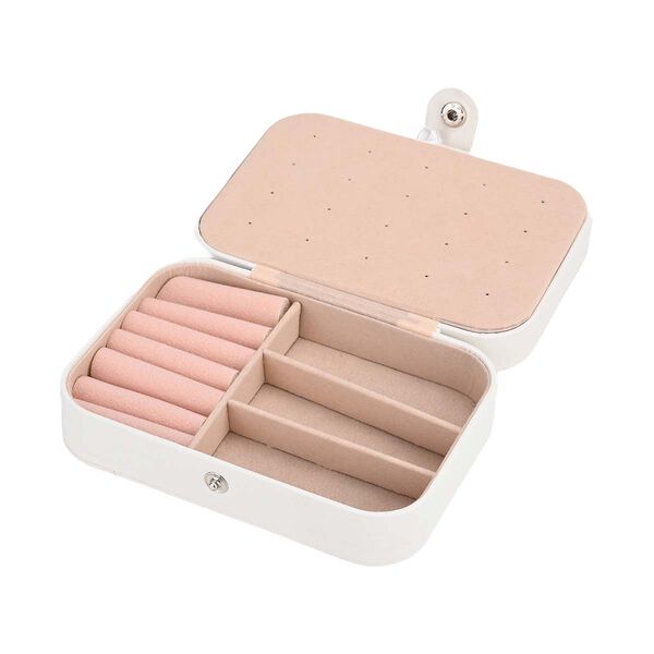 Schmuckbox aus PU-Leder in Wei&szlig; mit Druckknopfverschluss, 16,5x11,5x5,5cm, inkl. 10 Silberputzt&uuml;cher image number 6