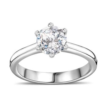 100 Facetten Moissanit Ring, 925 Silber rhodiniert - 1,01 ct.