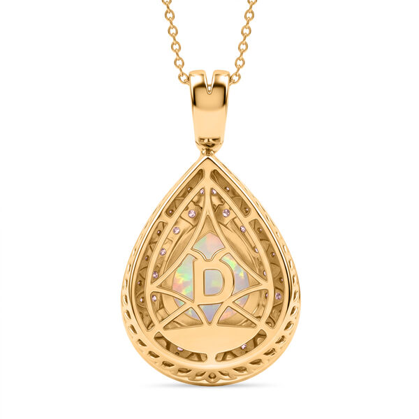 D'Joy AAA nat&uuml;rlicher, &auml;thiopischer Welo Opal, rosa Diamant und Zirkon Anh&auml;nger mit 50cm Kette - 3,62 ct. image number 5