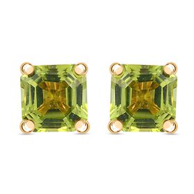 Natürlicher Peridot Ohrstecker 925 Silber vergoldet ca. 1,19 ct
