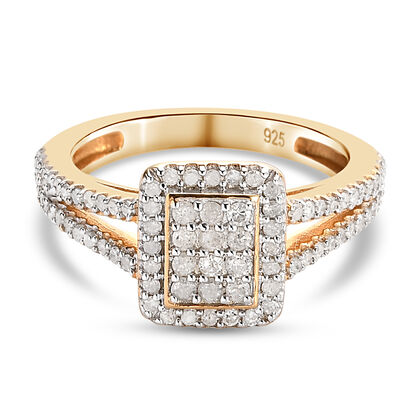 Diamant Ring 925 Silber vergoldet (Größe 16.00) ca. 0,50 ct