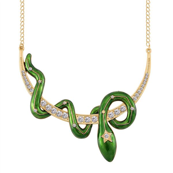 Gold emaillierte wei&szlig;e Kristall-Halskette, 50 cm