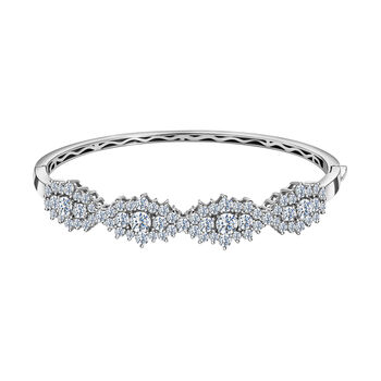 Moissanit Armreif, ca. 19 cm 925 Silber platiniert ca. 7.70 ct