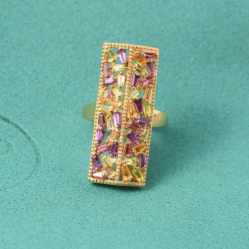 AA Rhodolith Granat, Citrin Ring 925 Silber 750 Gelbgold Vermeil (Größe 19.00) ca. 2,70 ct image number 1