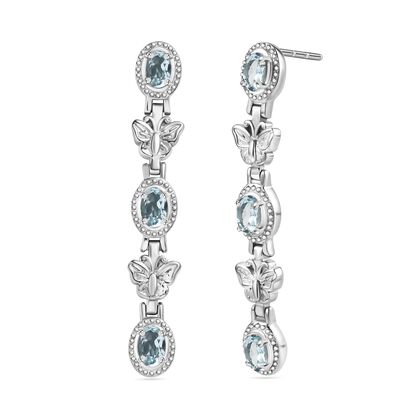 Himmelblauer Topas Ohrringe  Edelstahl ca. 3.06 ct