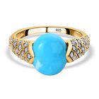 Amerikanischer, natürlicher Sleeping Beauty Türkis, weißer Zirkon Ring, 925 Silber Gelbgold Vermeil (Größe 19.00) ca. 4.02 ct