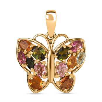 AA Mehrfarbig-Turmalin Anh&auml;nger 925 Silber 750 Gelbgold Vermeil ca. 1,58 ct.