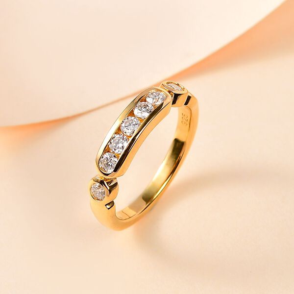 Moissanit Ring, 925 Silber Gelbgold Vermeil - 0,49 ct. image number 1