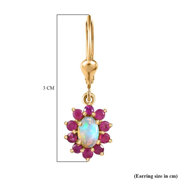 AA natürliche Welo Opal und afrikanische Rubin-Ohrringe- 1,91 ct. image number 6