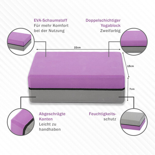 Yoga Block aus Eva-Schaum, Lila-Grau image number 4
