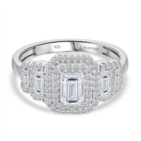 LUXURIANT DIAMOND- SGL zertifizierter VS-EF Labor Diamant Ring, 925 Silber platiniert - 1 ct.