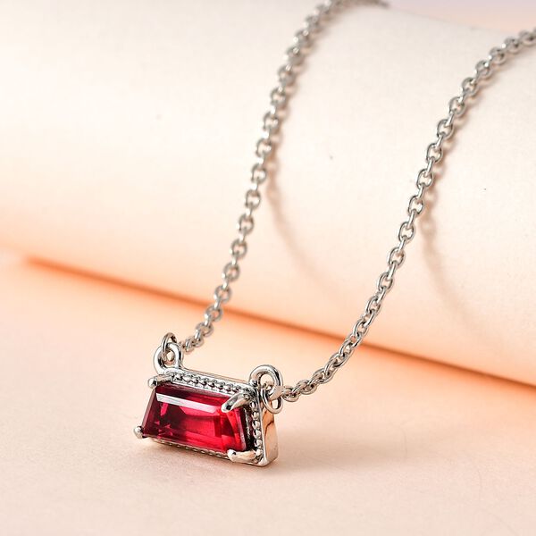 Magenta Rosa Quarz Triplette Halskette ca. 45 cm 925 Silber platiniert ca. 1.14 ct image number 1