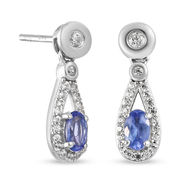AA Tansanit und Zirkon Ohrhänger 925 Silber platiniert ca. 0,87 ct  image number 4