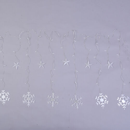 126 LED Vorhang warmweiße Lichterkette - Schneeflocken, 3xAA (nicht inkl.), Größe 350x85 cm image number 1