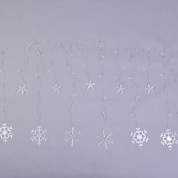 126 LED Vorhang warmweiße Lichterkette - Schneeflocken, 3xAA (nicht inkl.), Größe 350x85 cm image number 1