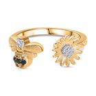 GP Trionfo Kollektion - Weißer Zirkon, Kanchanaburi Blauer Saphir Ring 925 Silber 750 Gelbgold Vermeil (Größe 19.00) ca. 0.26 ct