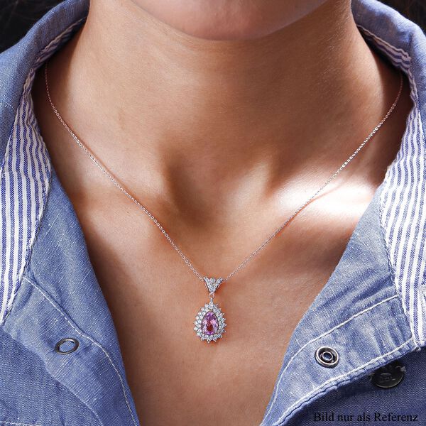 AA Martha Rocha Kunzit und weißer Zirkon Halo- Anhänger mit Kette image number 3