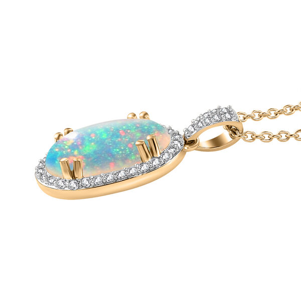 AA &auml;thiopischer Welo Opal und Zirkon-Anh&auml;nger mit 50cm Kette - 3,76 ct. image number 4