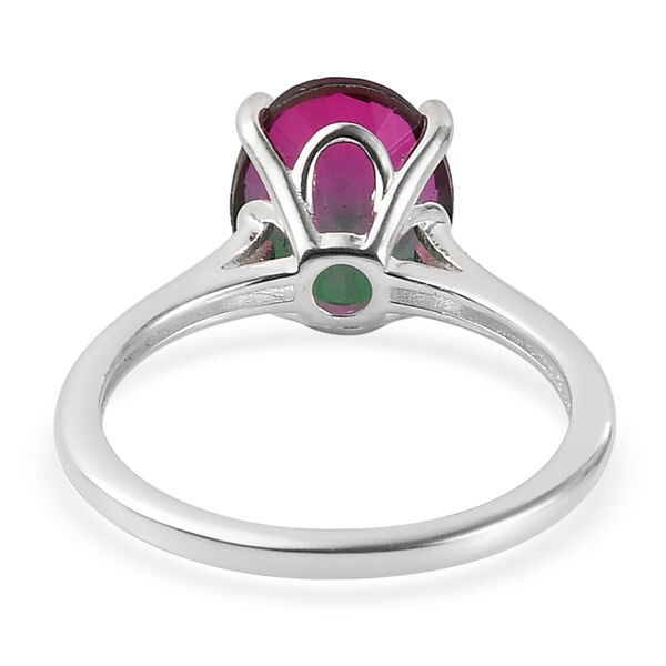 Wassermelonen Quarz Triplett Solit&auml;r-Ring, 925 Silber  ca. 2,78 ct image number 4